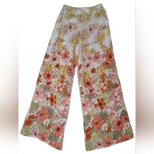 Billabong Women's Floral Wide-leg Flowy Palozzo Pants Boho Resortwear Size Small